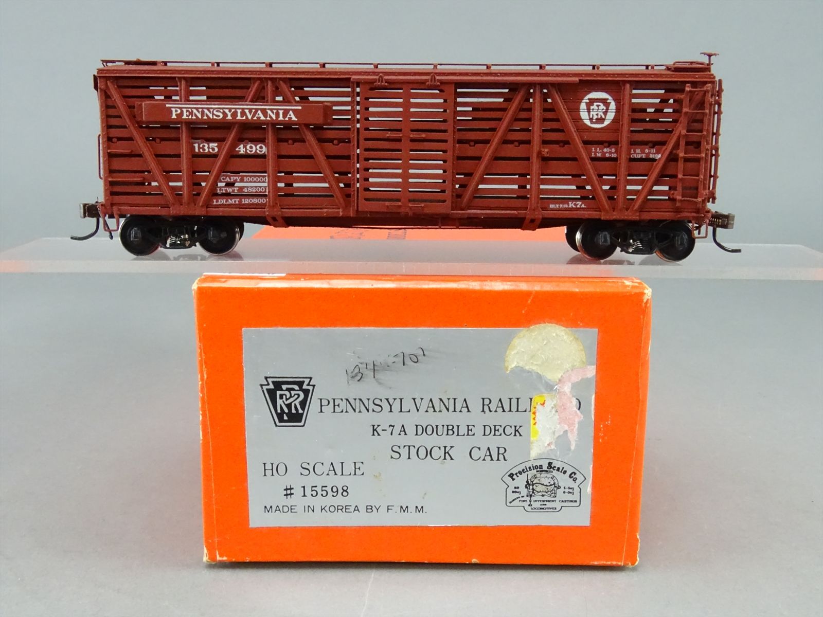 HO Brass Model Train PSC 15598 PRR Pennsylvania K7 Stock Car Double