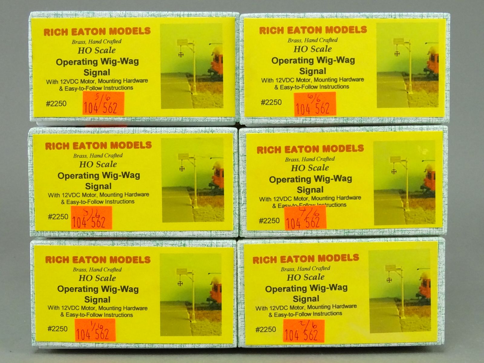 HO Brass Rich Eaton Models Operating WigWag Signal Lot of 6 With
