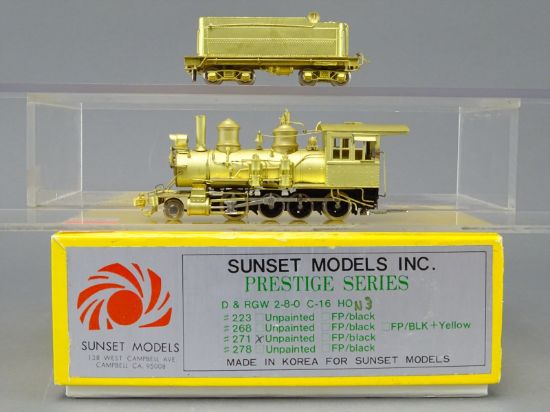 HOn3 Brass Model - Sunset Prestige D&RGW Rio Grande C-16 2-8-0