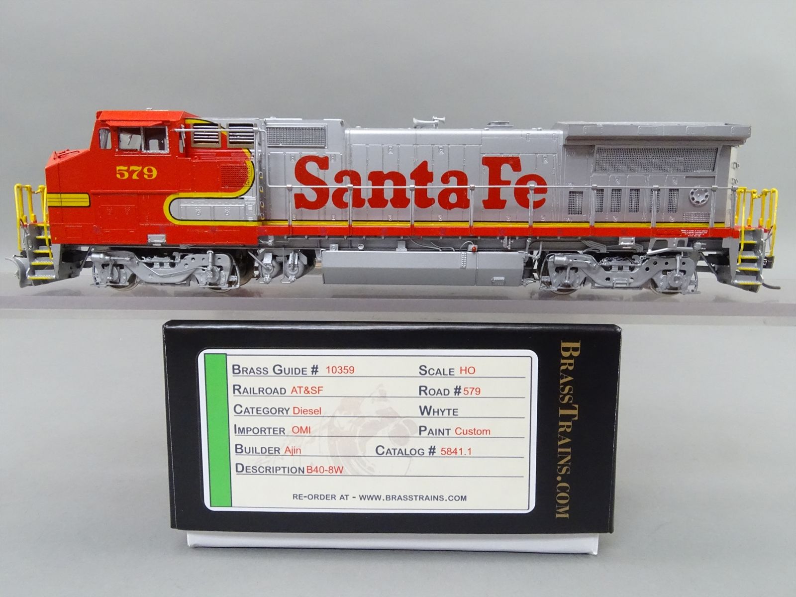 HO Brass Model - OMI 5841.1 ATSF Warbonnet Dash 8-40BW #579 - 1992 Run ...