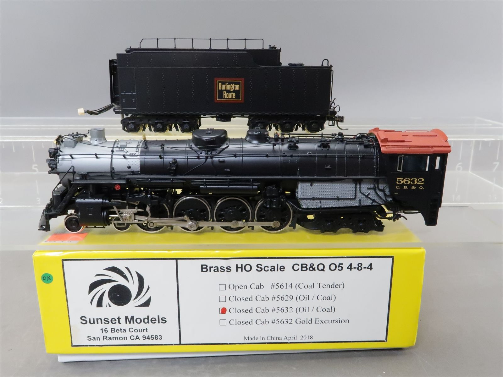 HO Brass Model - Sunset CB&Q Burlington O-5 4-8-4 Closed Cab #5632 w ...