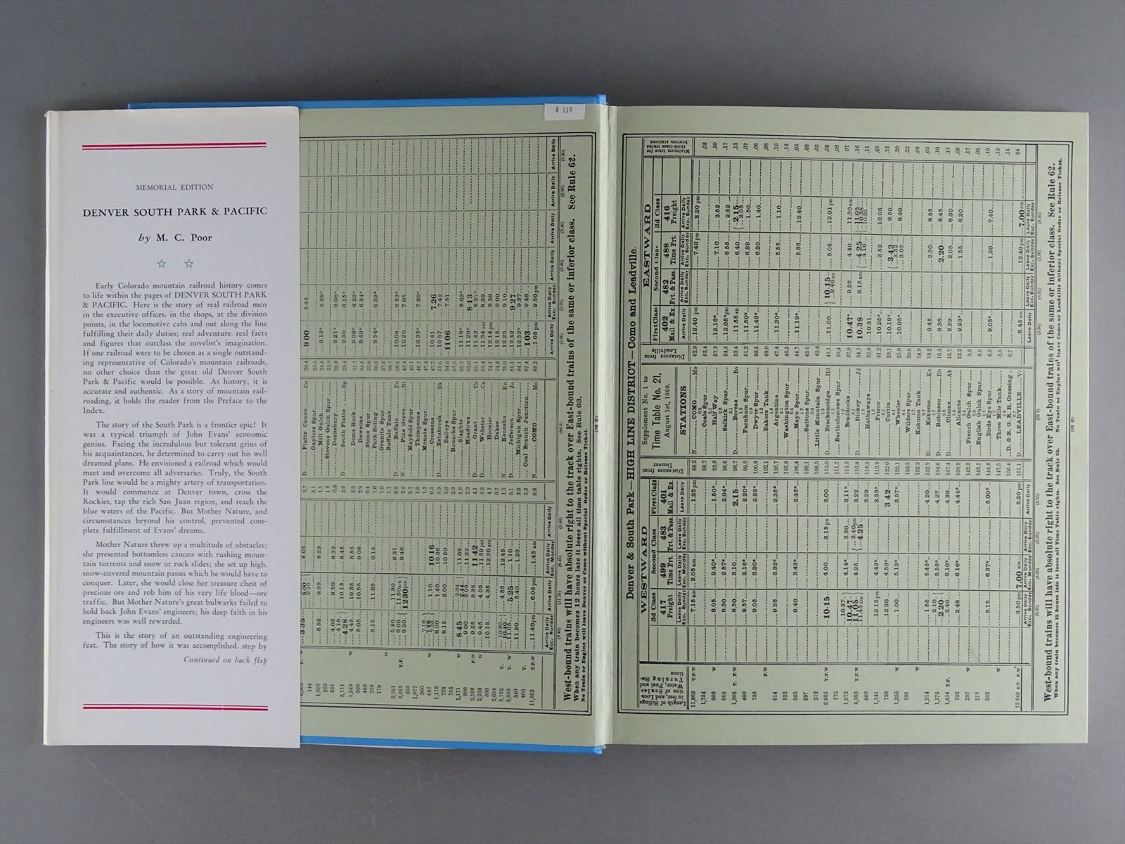 Railroad Book - Denver South Park & Pacific MEMORIAL EDITION - M. C ...