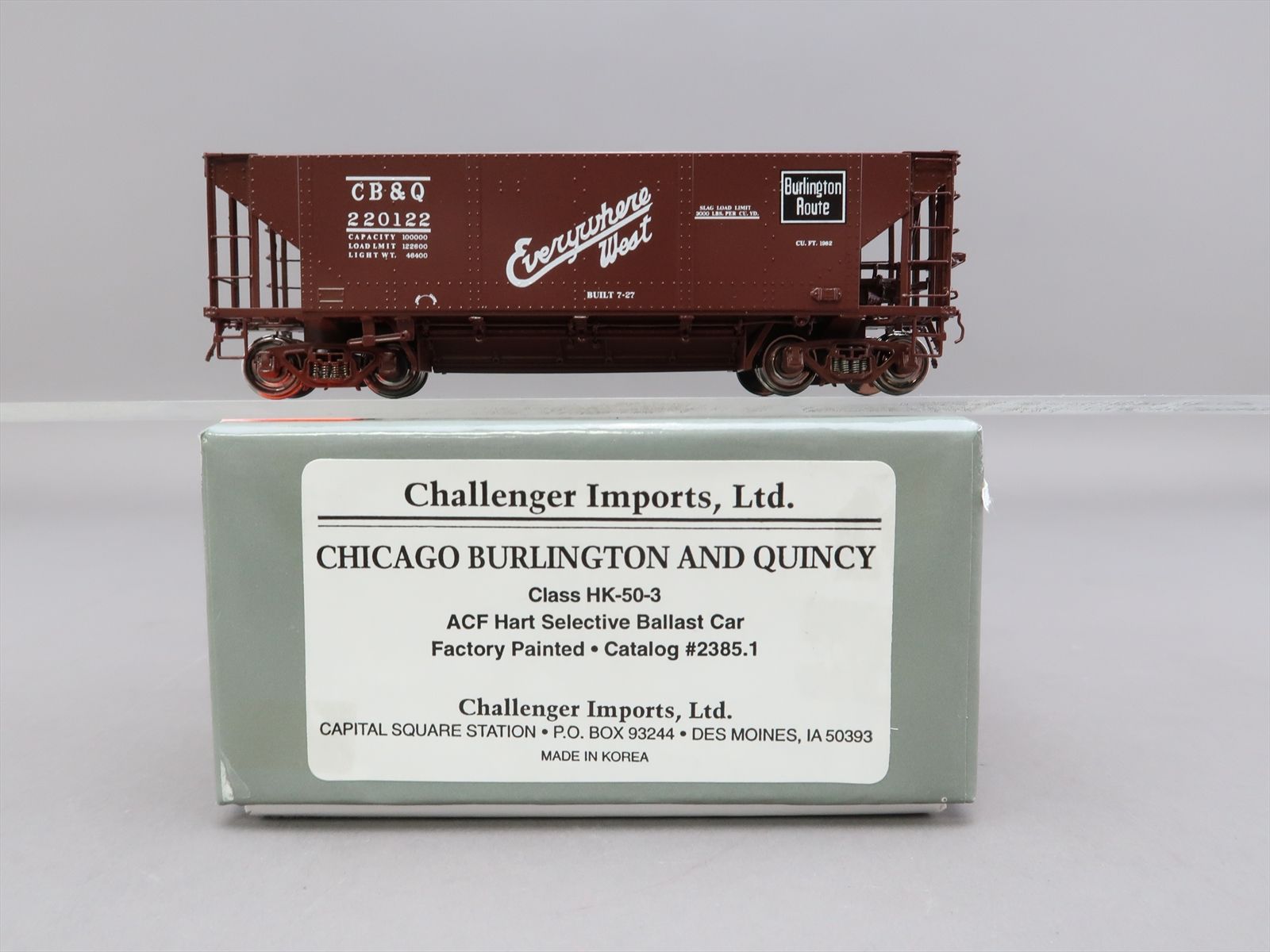 HO Brass Model - CIL 2385.1 CB&Q Burlington ACF HK-50-3 Hart Selective ...