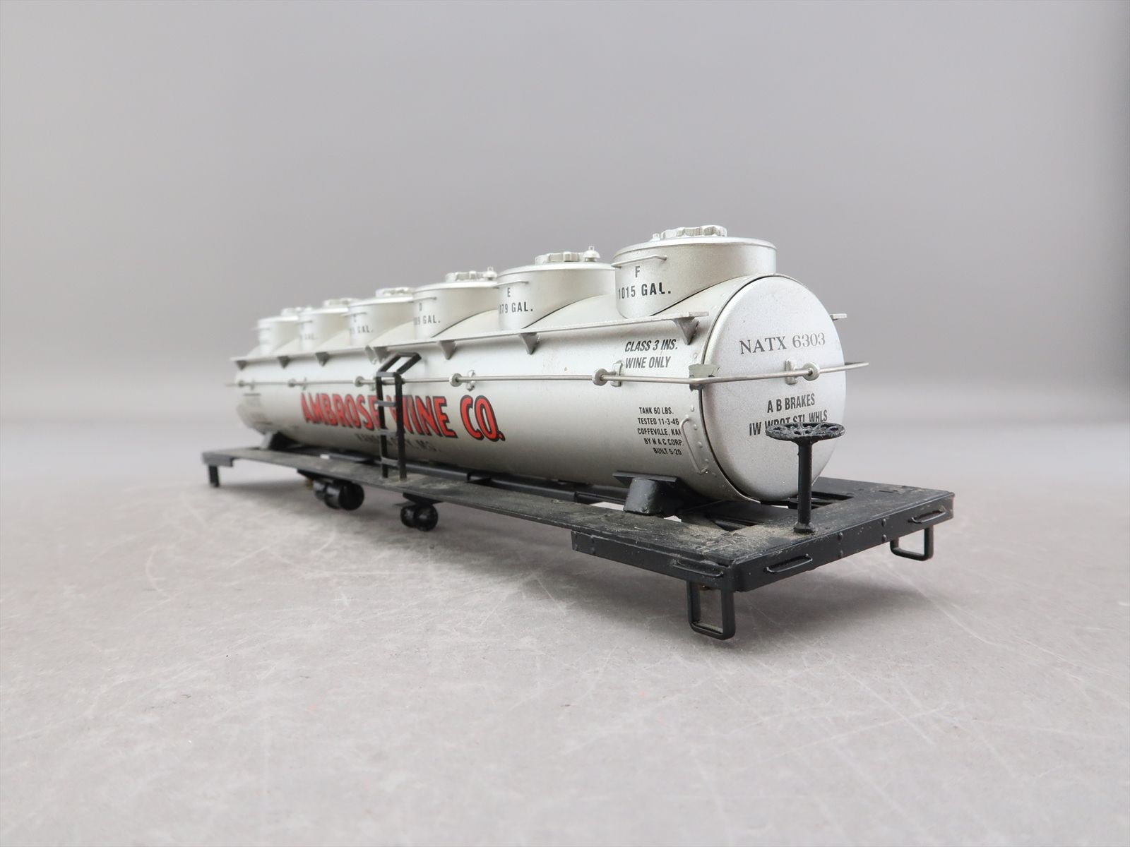 O 3-Rail Brass Model - Sunset NATX Ambrose Wine Co. 6-Dome Tank Car ...