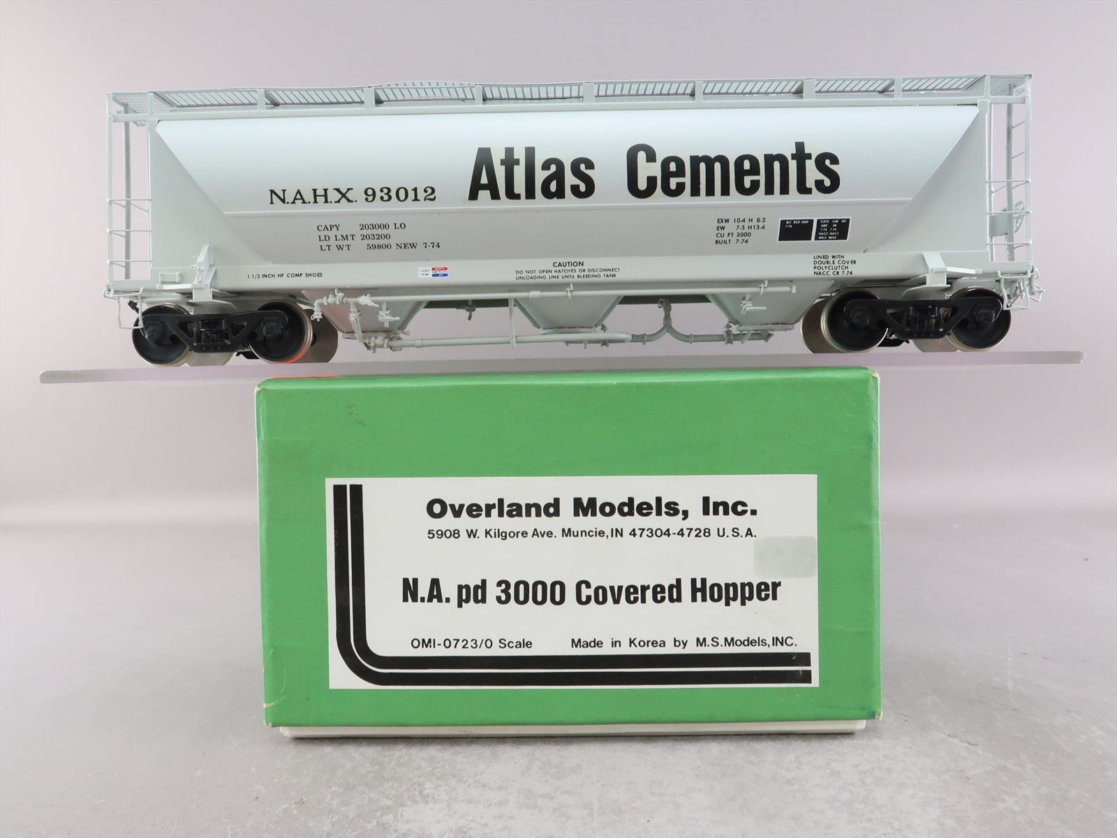 O Brass Model - OMI 0723 NAHX NA pd 3000 Covered Hopper Atlas Cements ...