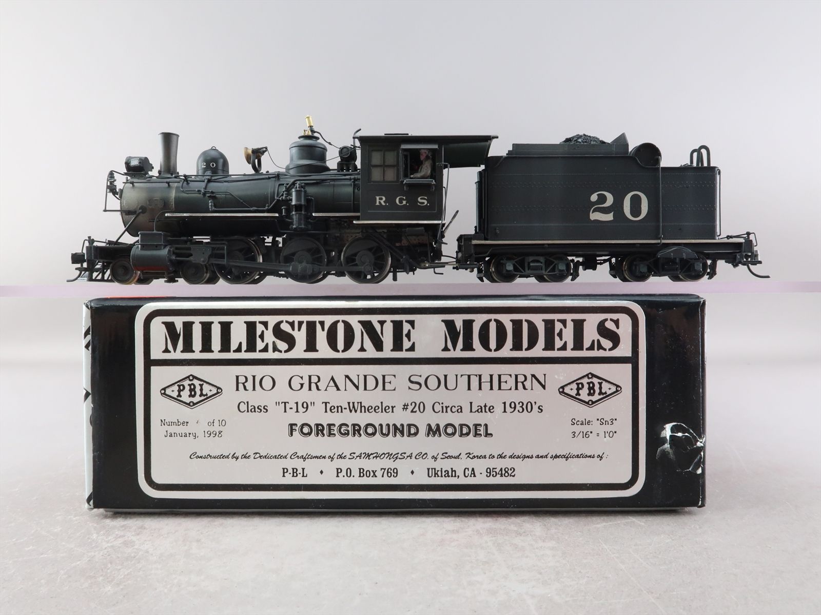 Sn3 Brass Model - P-B-L RGS Rio Grande Southern T-19 4-6-0 #20 1940's ...